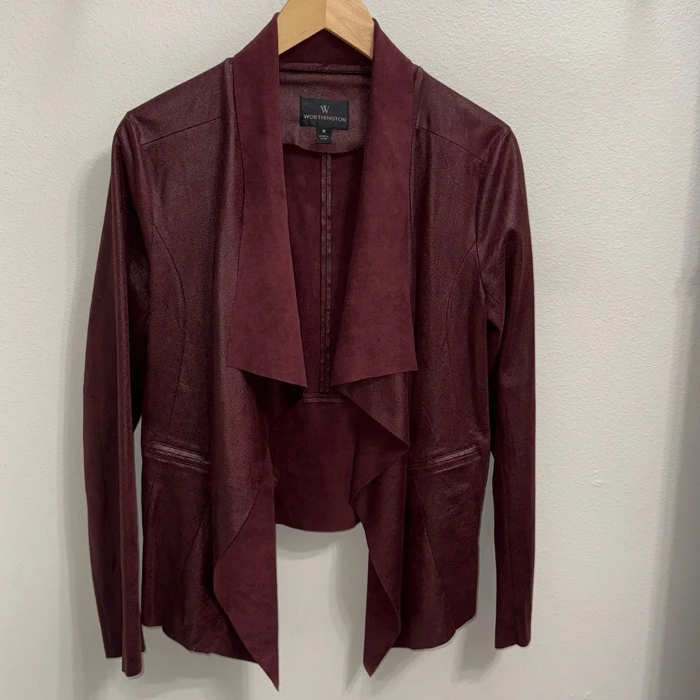 Women’s Worthington Deep Burgundy Open Drape Blazer. Size S - Picture 5 of 10